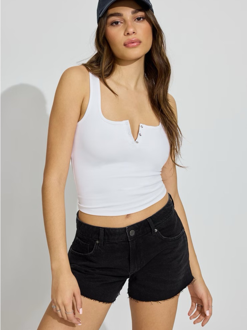Garage Black Denim Relaxed A-Line Shorts